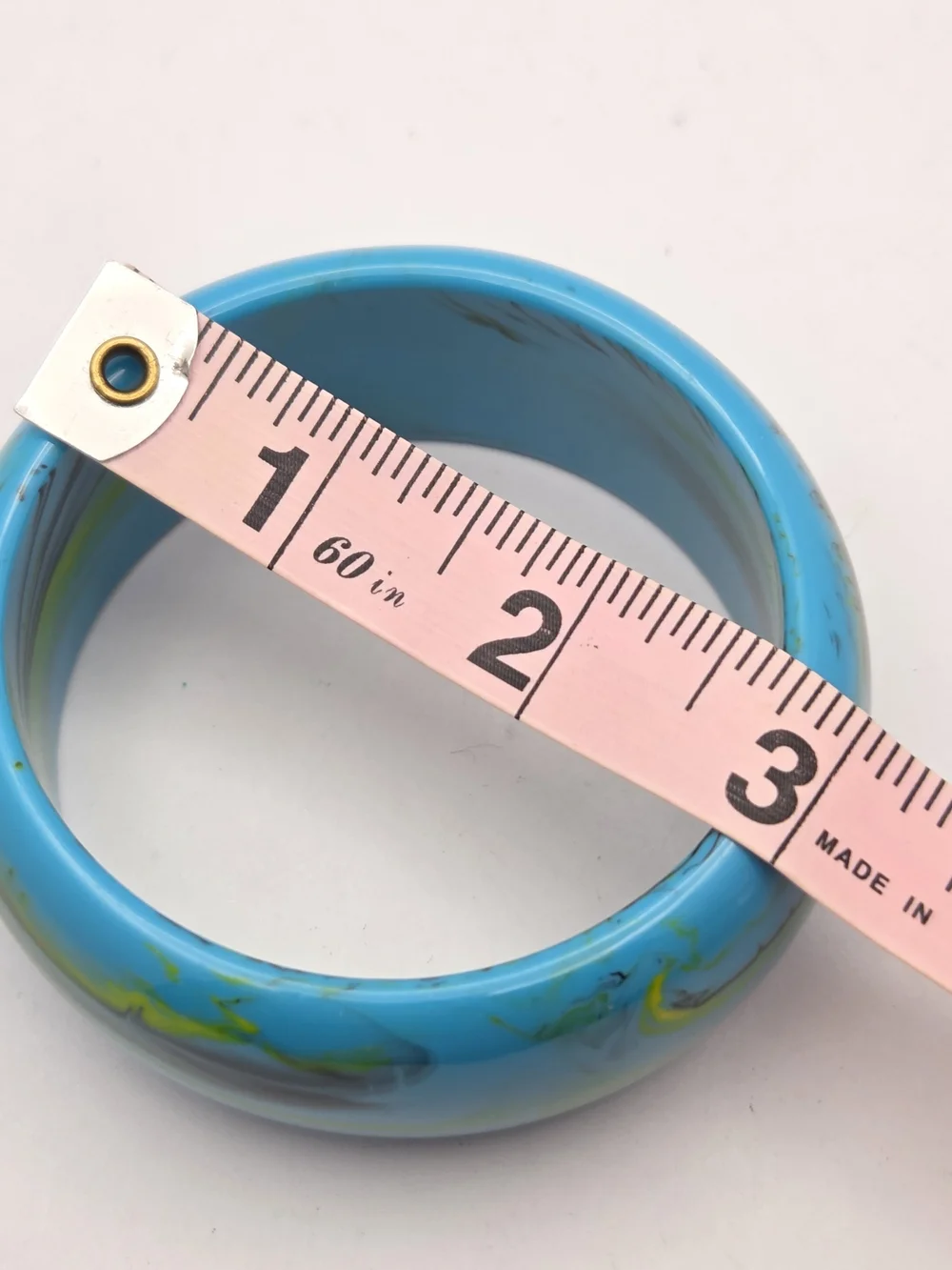 Vintage Marbled Turquoise Blue Chunky Resin Bangle Bracelet Wide Statement Cuff
